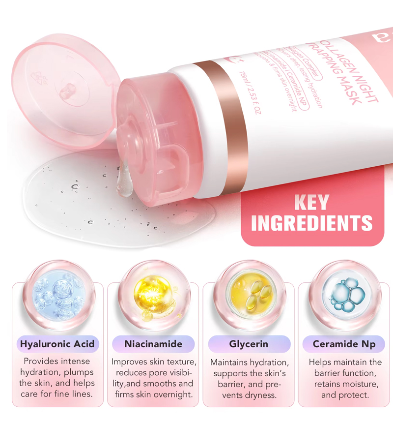 Icesea Collagen Night Wrapping Gel 75ml Peeling Face with Niacinamide & Ceramide for Deep Hydration & Firming Revitalizing(pic3)