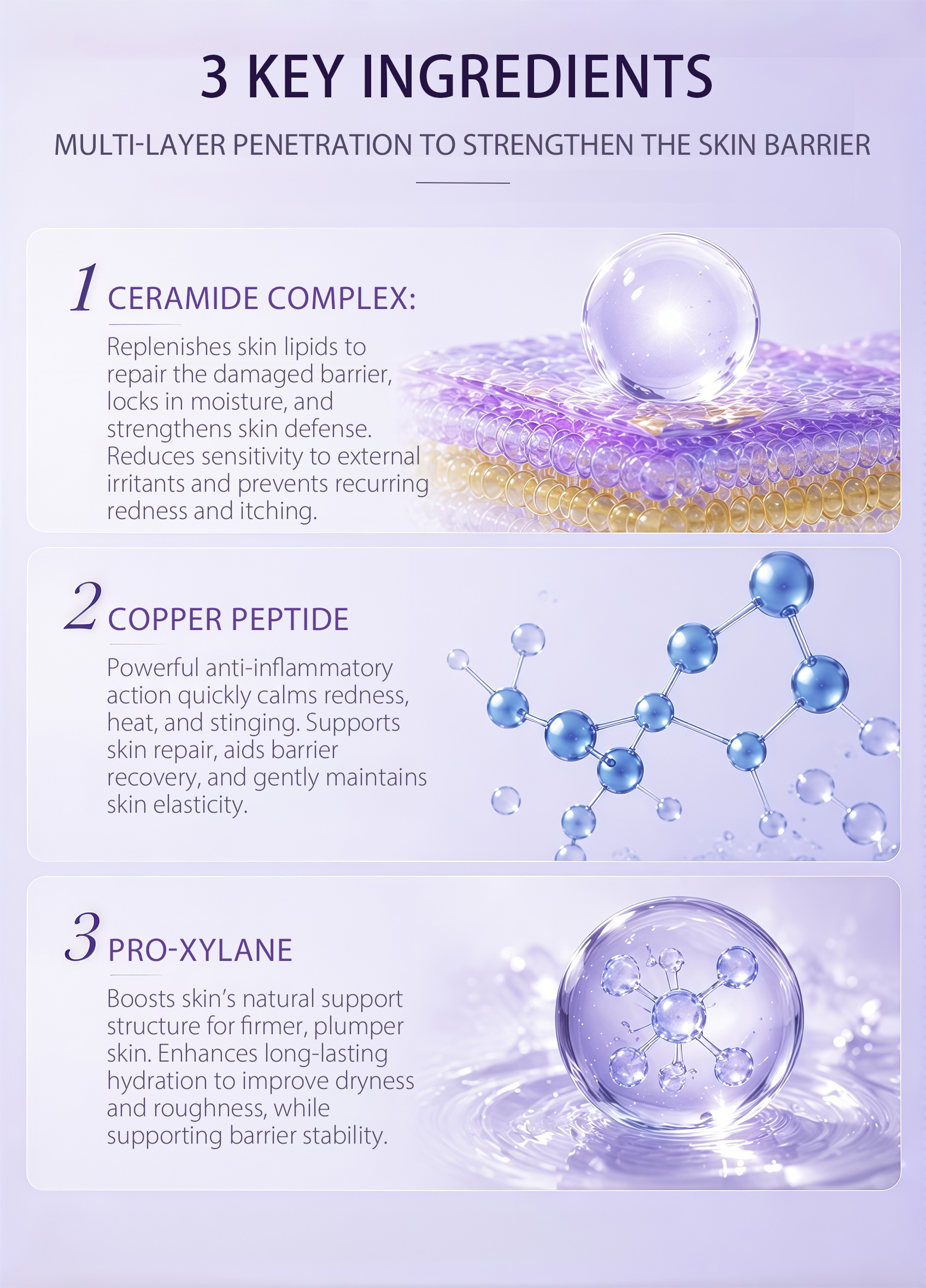OEM ODM Lavender Ceramide Barrier Repair Serum Gentle Soothing Relieve Facial Redness Hydrating Sensitive Skin Facial Essence(pic4)