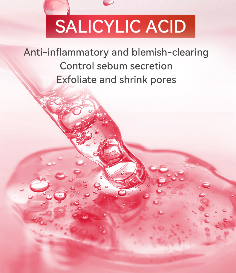 OEM ODM SA Salicylic Acid Acne Treatment Serum Clear Breakouts Shrink Pores Fade Post Acne Marks Oil Balancing Facial Essence(pic4)