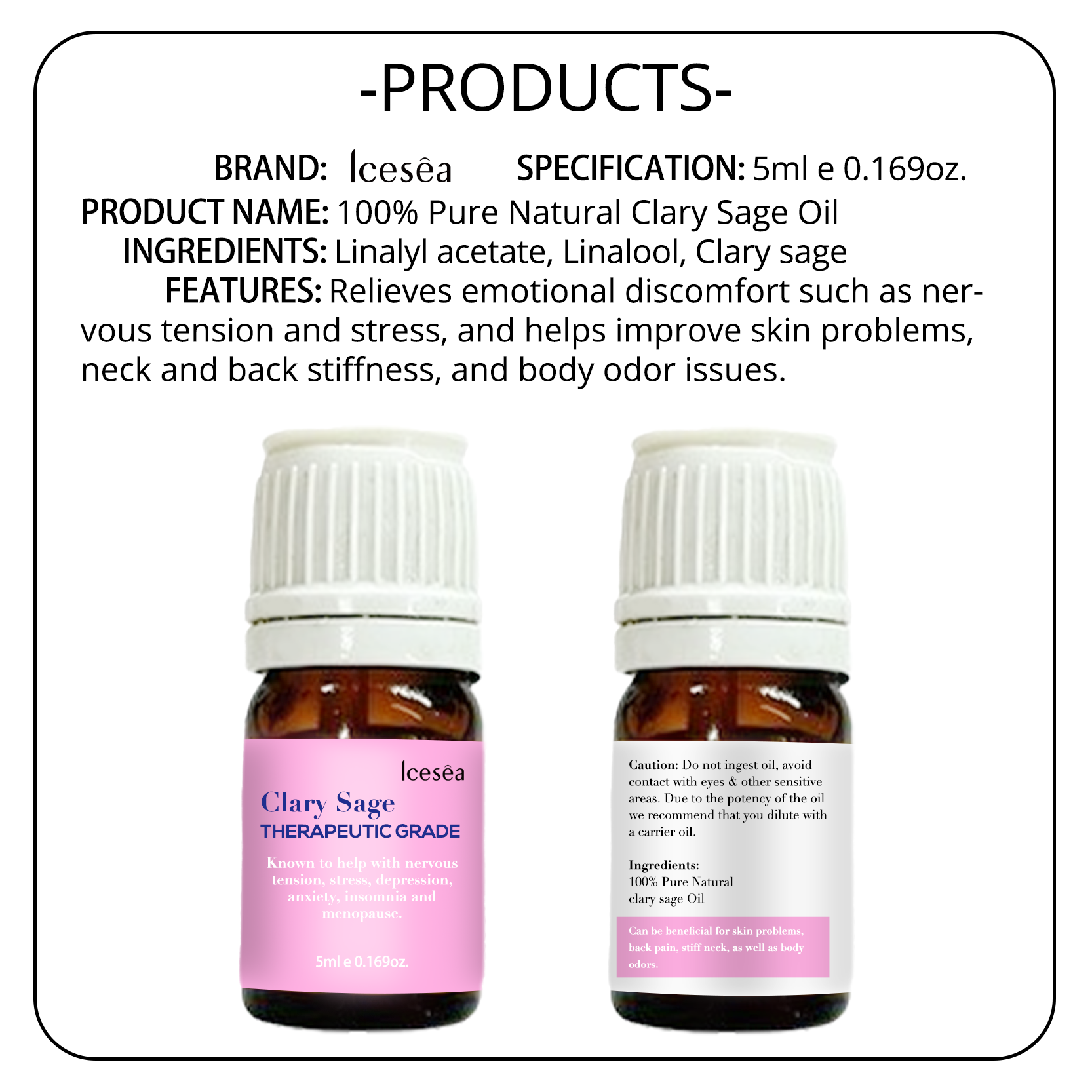 Private Label Clary Sage Aromatherapy Set for Stress Relief Relaxation 100% Pure Natural Calming Essential Oil OEM(pic6)