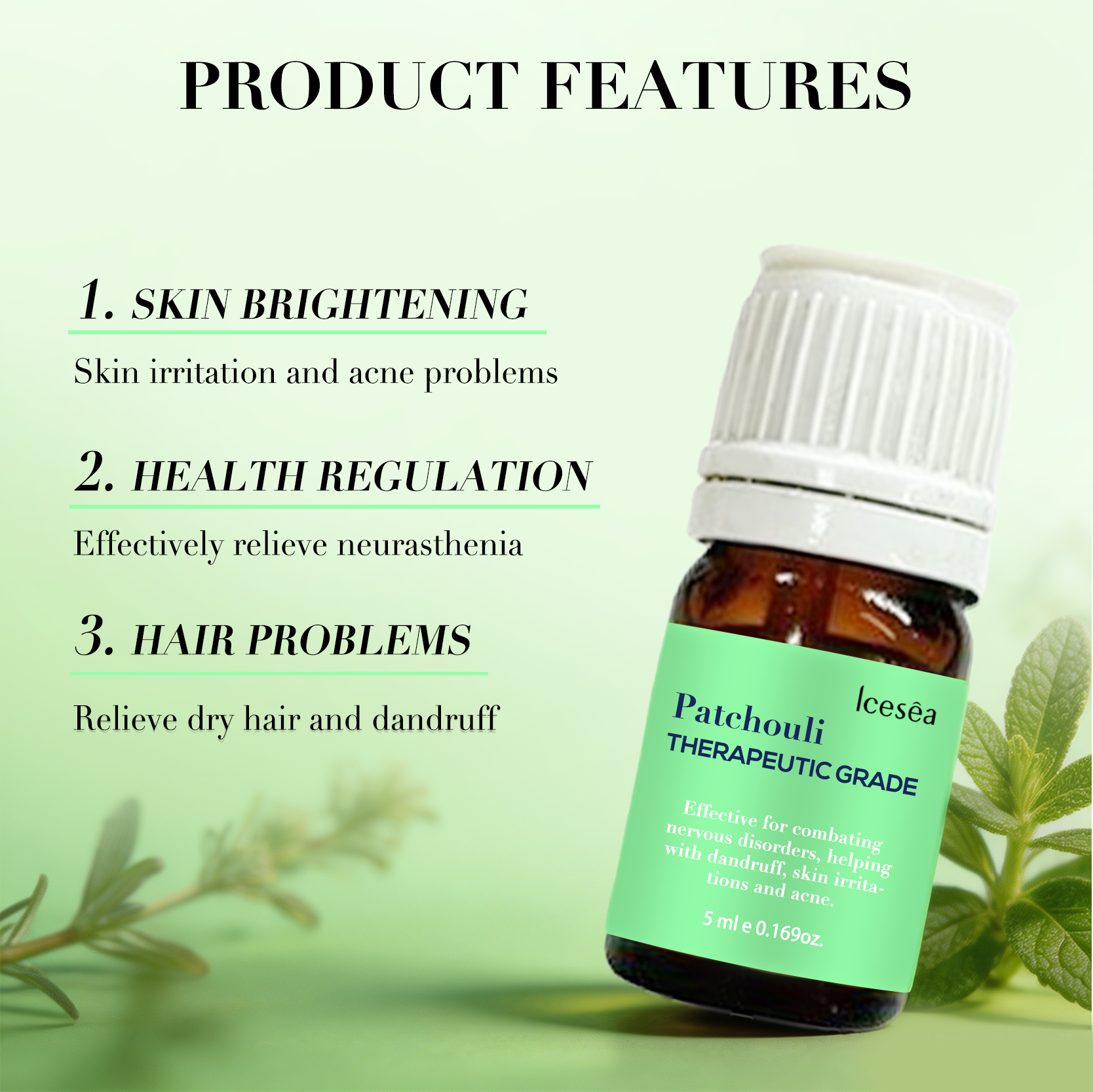 Private Label Patchouli Essential Oil 100% Pure Natural Patchouli Alcohol Bulnesene Aromatherapy Skin Care OEM(pic3)