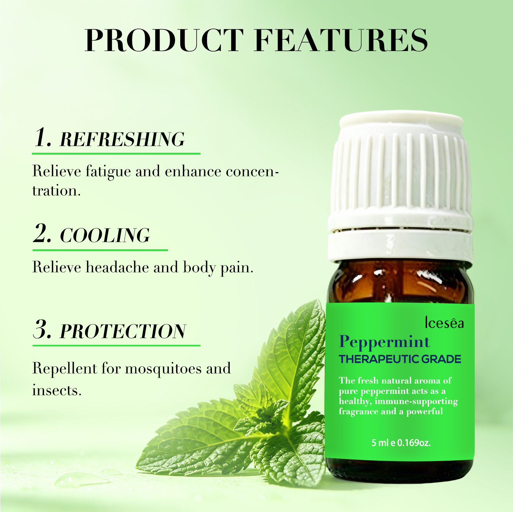 Private Label Peppermint Essential Oil 100% Pure Natural Menthol Menthone Aromatherapy Skin Care OEM(pic3)