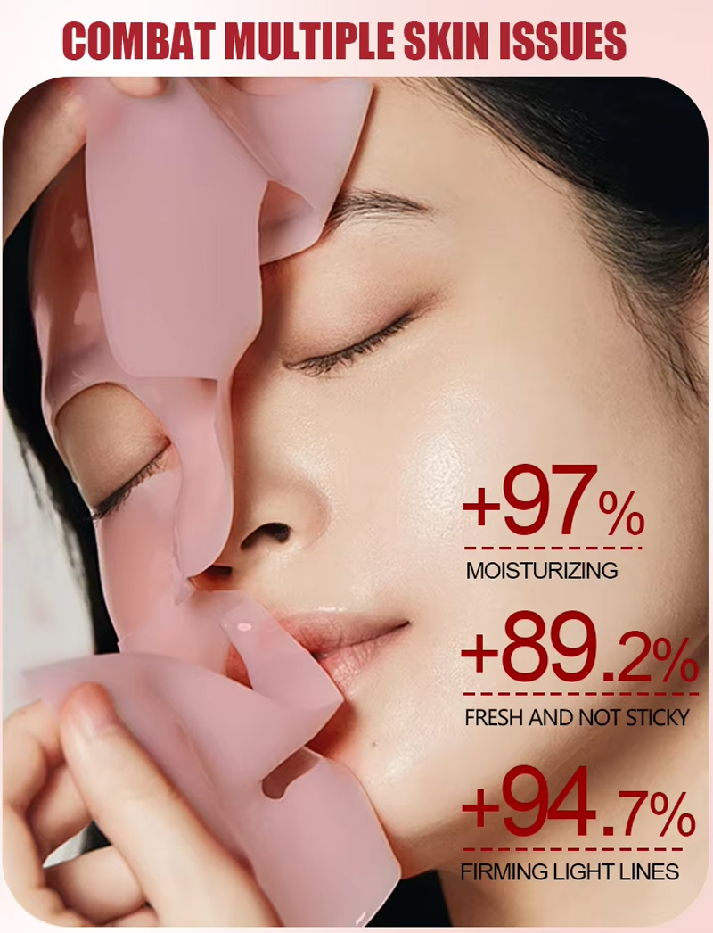 OEM Bio Collagen Hydrogel Facemask Trehalose Rose Water Anti Wrinkle Firming Plumping for Dry Skin Private Label(pic2)
