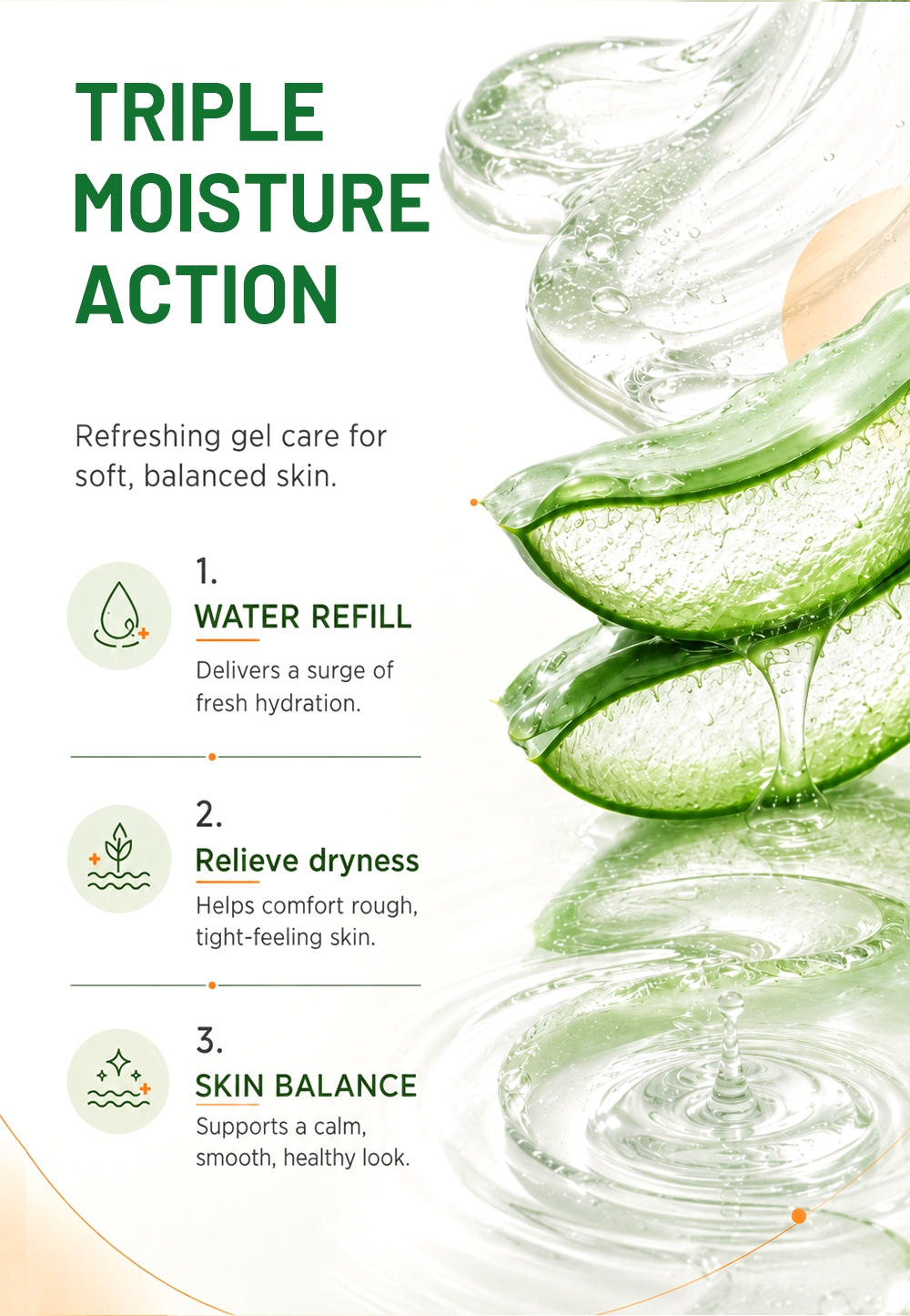 OEM 15% Organic Aloe Vera Gel with Sodium Hyaluronate Soothing Calming for Redness Prone Skin Private Label(pic3)