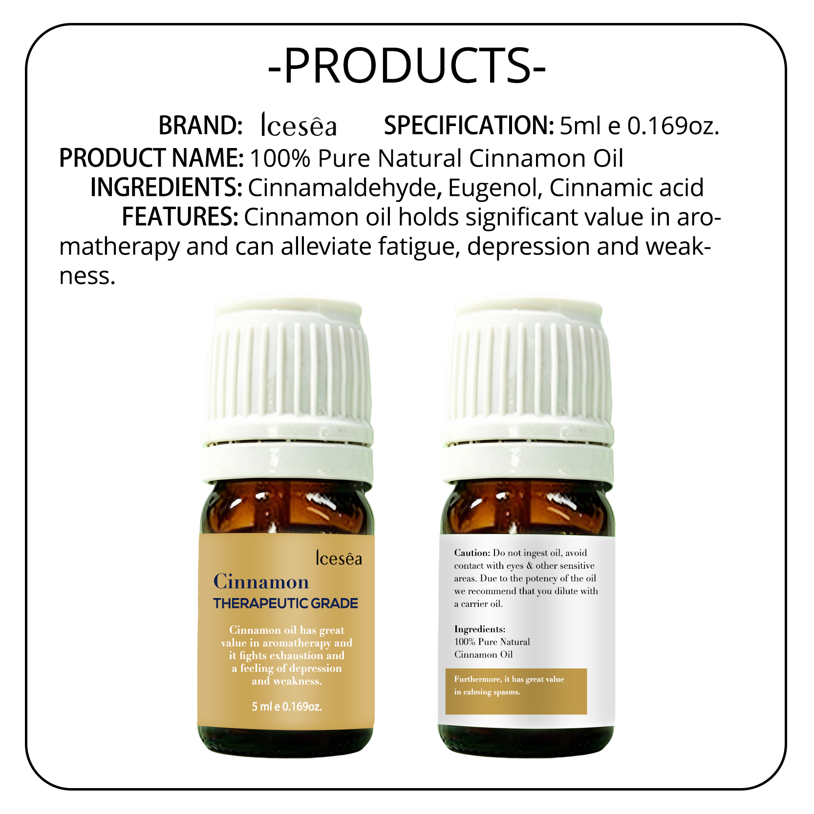 OEM ODM Pure Cinnamon Essential Oil 5ml Warm Cozy Scent Soothe Tired Mood Diluted Body Massage Home Aromatherapy Mini Trial Oil(pic6)