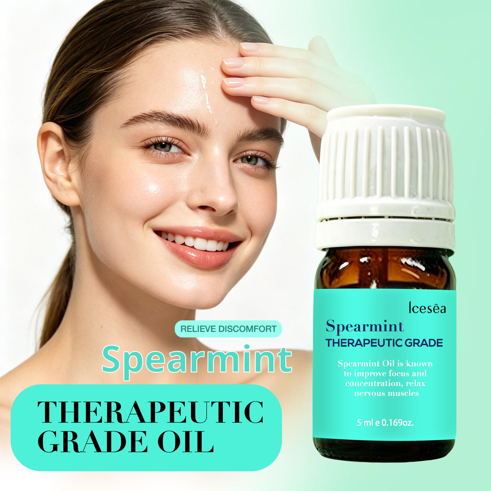 OEM ODM Pure Spearmint Essential Oil 5ml Fresh Mint Scent Calm Tense Body Improve Concentration Home(pic1)