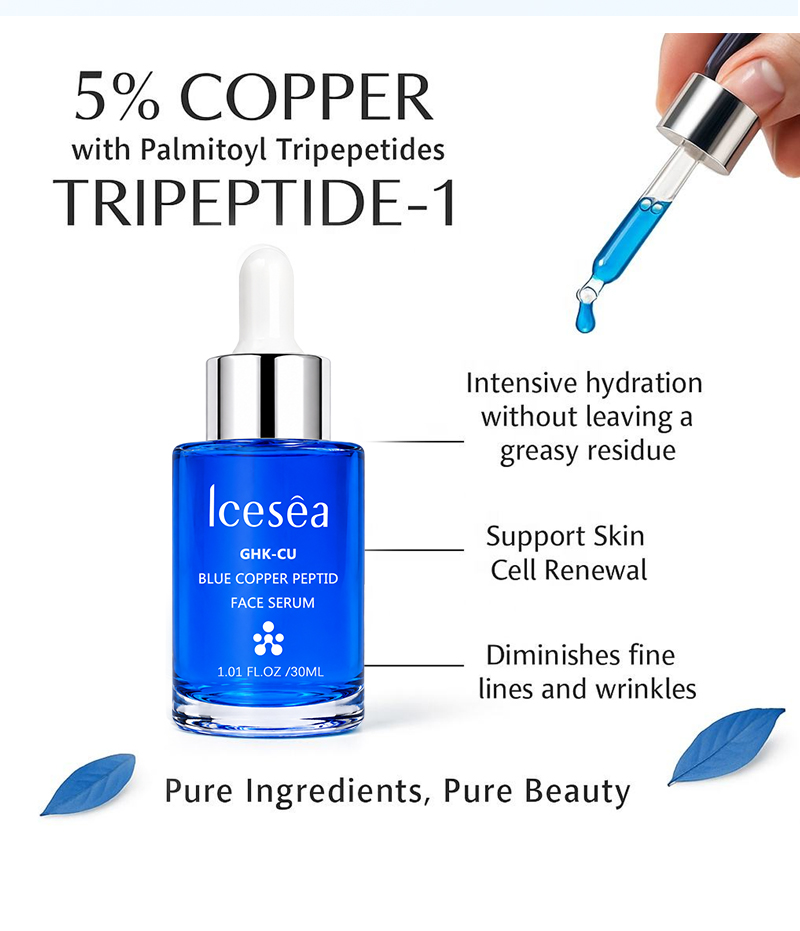 OEM Copper Tripeptide GHK-Cu Face Serum Calendula Officinalis Anti Wrinkle Firming Lifting for Mature Skin Private Label(pic3)